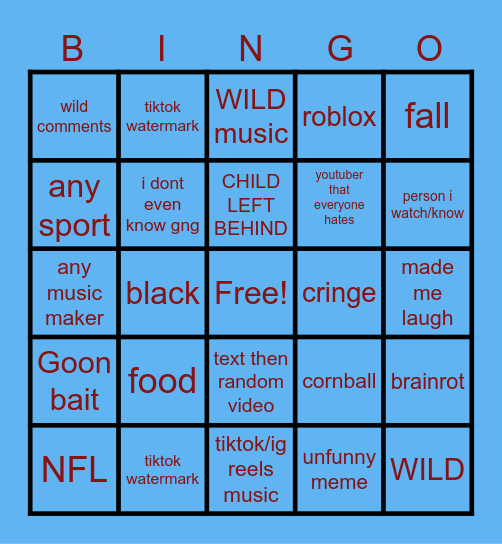 YT SHORTS BINGO Card