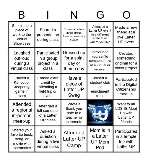 Latter UP Bingo Card