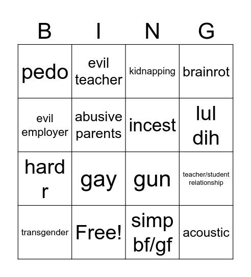 tt Bingo Card