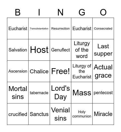 Signs of Grace Bingo Card