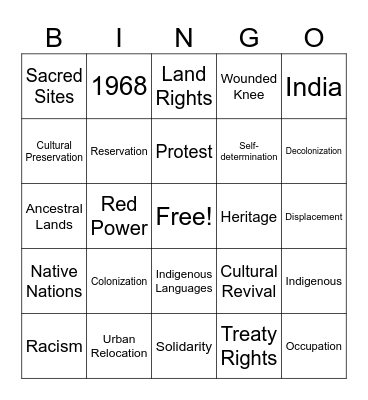 American Indian Movement!!! :3 Bingo Card