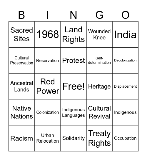 American Indian Movement!!! :3 Bingo Card