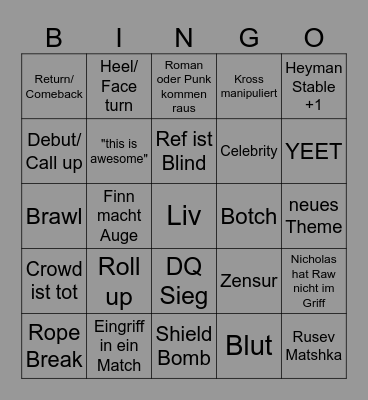 Raw Bingo Card