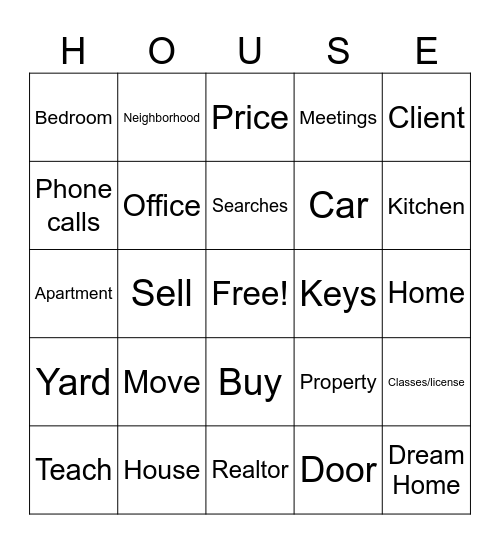A Day in the life of a Realtor Bingo Card