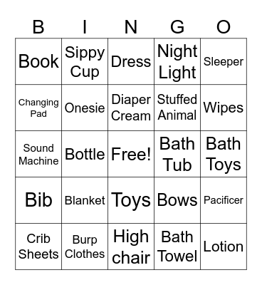 BABY SHOWER BINGO Card