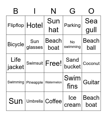 Beach Bingo Card