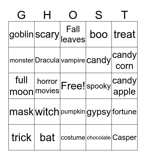 Halloween Bingo Card