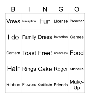 ROGER & MICHELLE Bingo Card