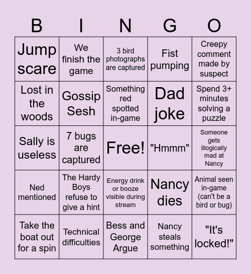 "Ghost Dogs of Moon Lake" Day 4! Bingo Card