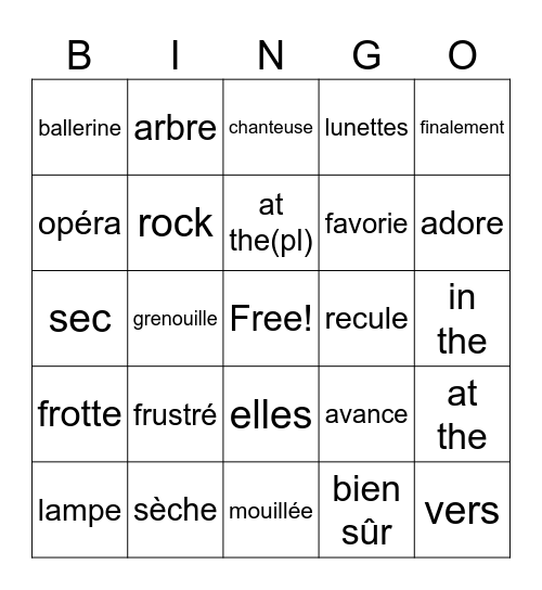 Section A full: Louis la grenouille Bingo Card