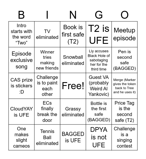TPOT 18 Prediction Bingo Card