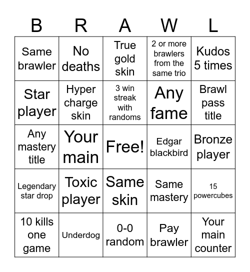 Brawlingo Bingo Card