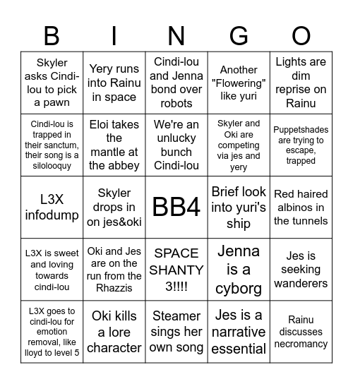P4 bingo Card