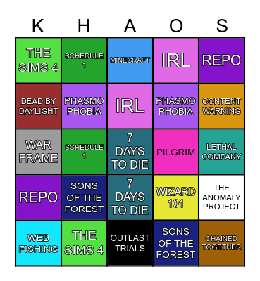 KHAOTIC CAT BINGO Card