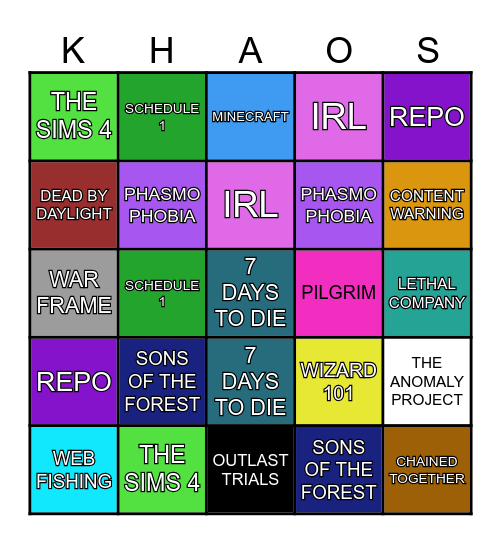 KHAOTIC CAT BINGO Card