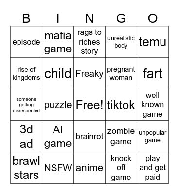 mobile game ads bingo Card