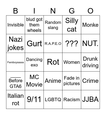 Instagram Bingo Card