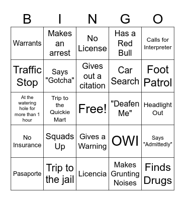 Fitchburg Pd Bingo-Luecke Bingo Card