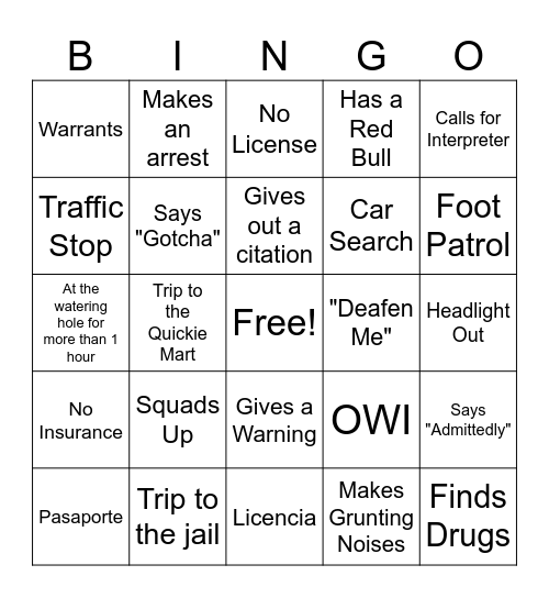 Fitchburg Pd Bingo-Luecke Bingo Card