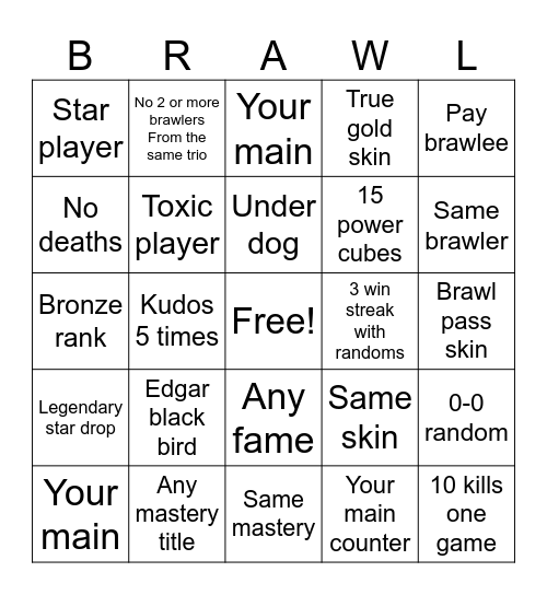 Brawlingo Bingo Card