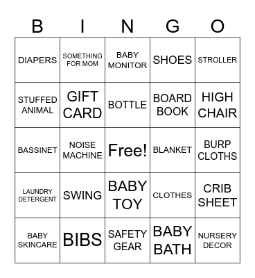 Baby Bingo Card