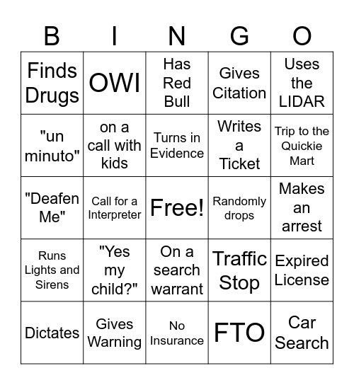 Fitchburg Pd Bingo-Wisco Bingo Card