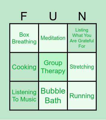 Coping Skills Bingo Card