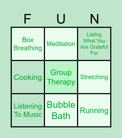Coping Skills Bingo Card