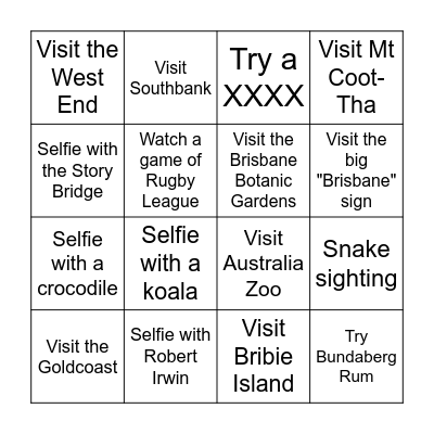 Brisbane Bingo Card