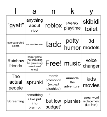 LANKYBOX BINGO Card