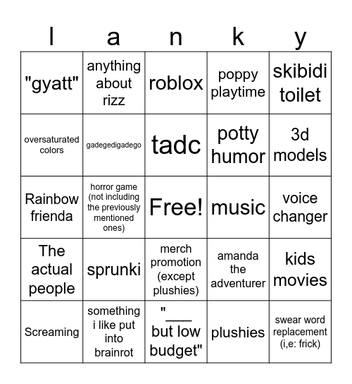 LANKYBOX BINGO Card