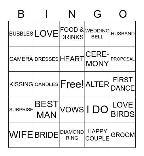 WEDDING BINGO Card