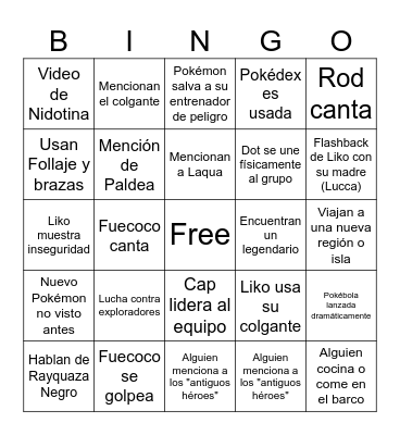 POKEMON Bingo Card