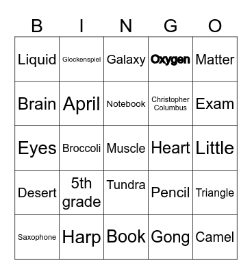 BINGO!!! Bingo Card