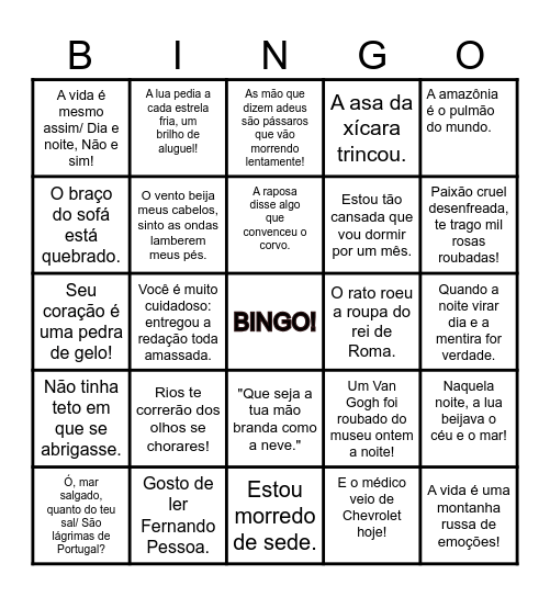 BINGO DE FIGURAS DE LINGUAGEM Bingo Card