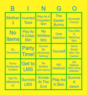 Forsaken Noob Bingo Card