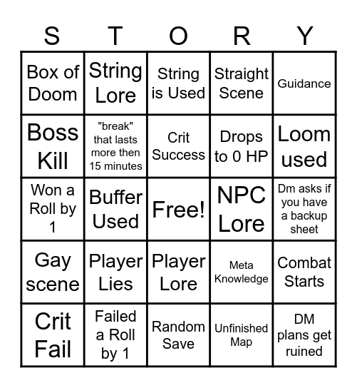 String Bingo Card