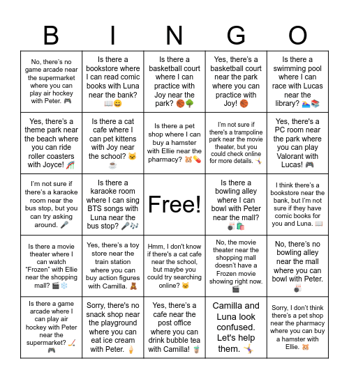 B16 U2 Is there an aquarium? Bingo Card