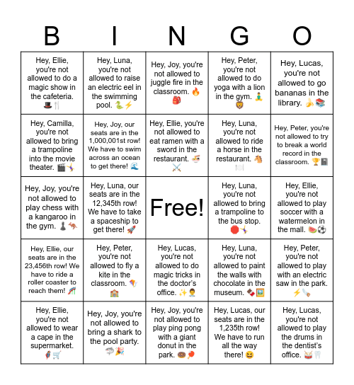 B16 U4 You're not allowed Bingo Card