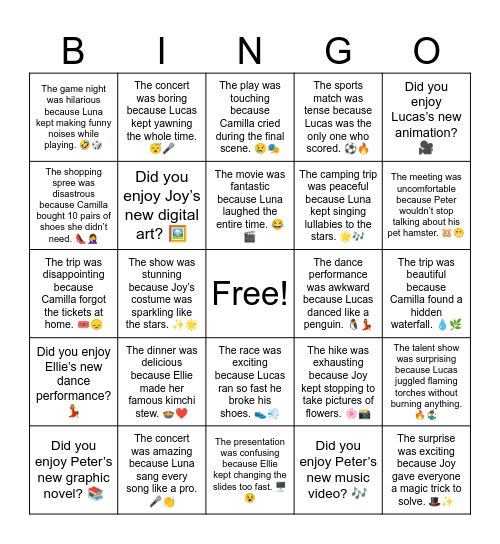 B16 U5 Bingo Card
