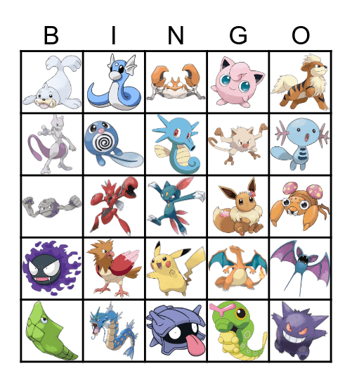 Pokemon Bingo Card