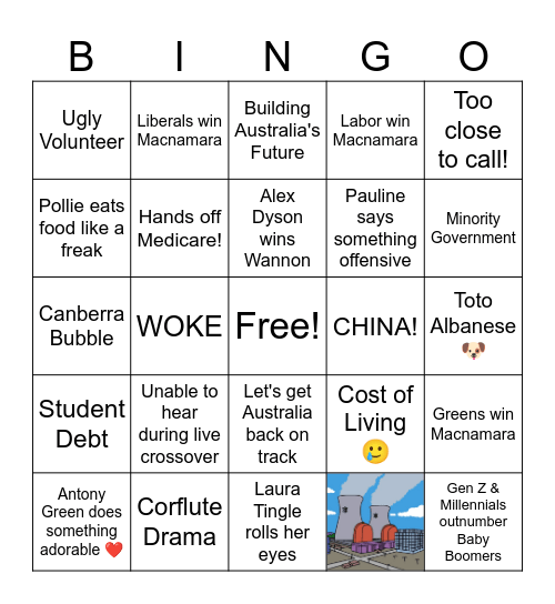 AUSTRALIA VOTES Bingo Card