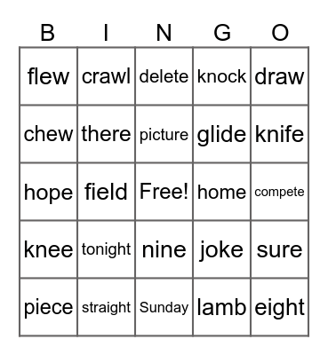 Spelling Bee 2025 Bingo Card
