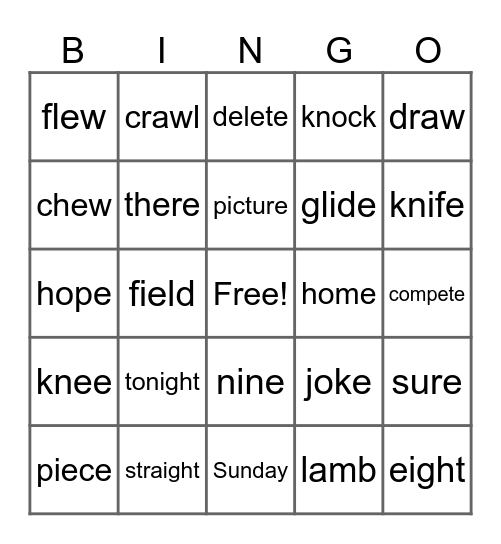 Spelling Bee 2025 Bingo Card