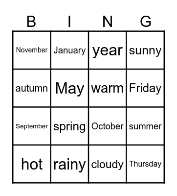 The Year Bingo Card
