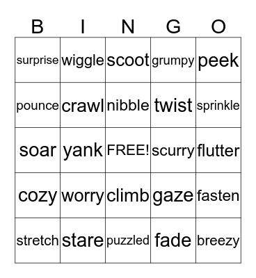 Vocabulary 10/19/16 Bingo Card