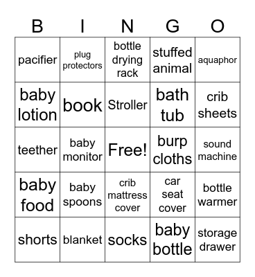 Baby Shower Gift Bingo Card
