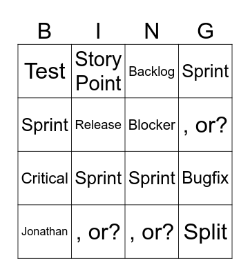 Scrum Bingo Card