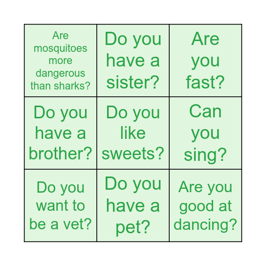 Small talk Bingo Card