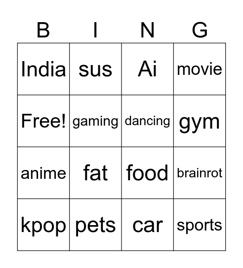 Untitled Bingo Card